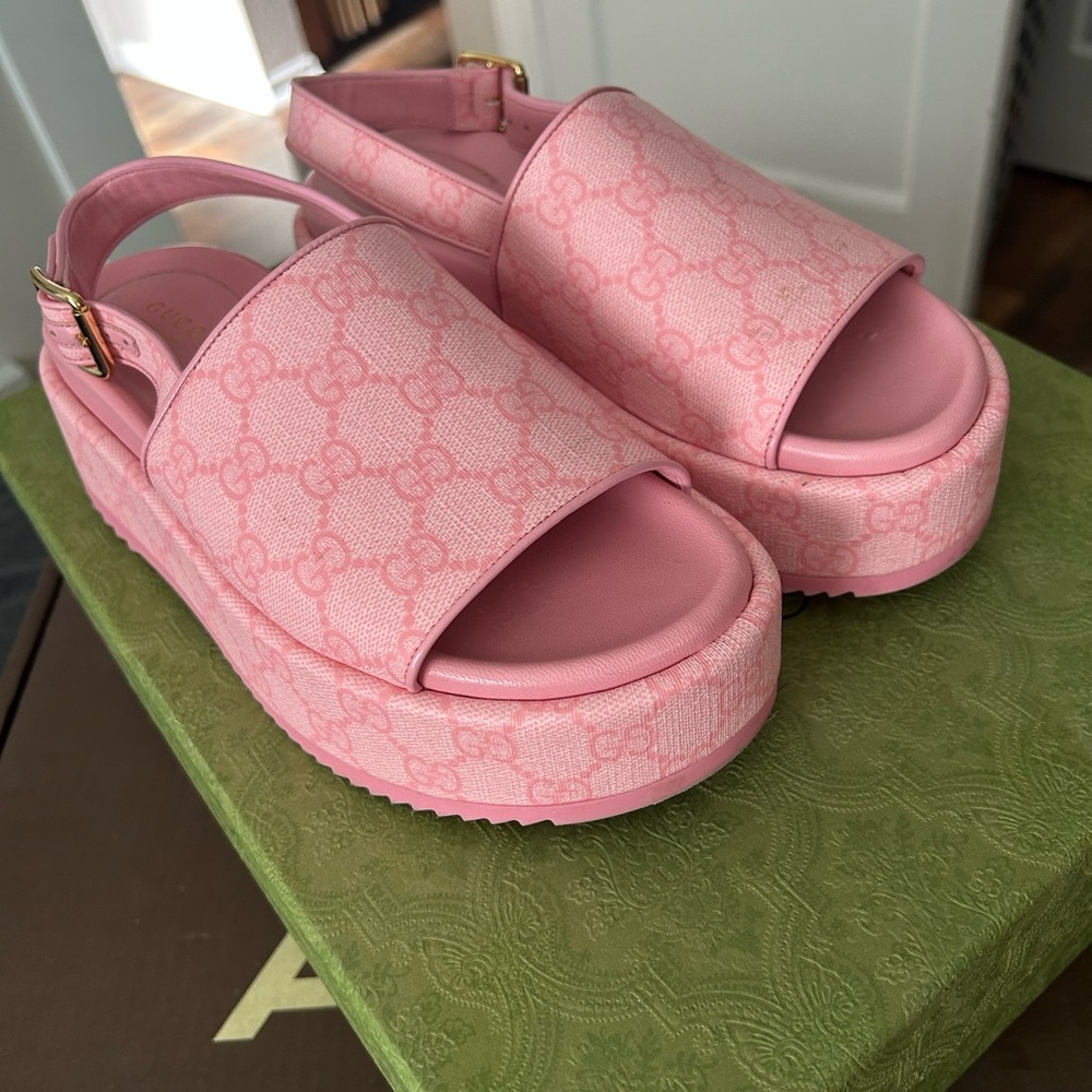 Gucci Light Pink Platform Sandals